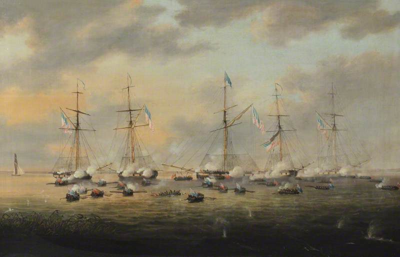 British and American Gunboats in Action on Lake Borgne, 14 December 1814