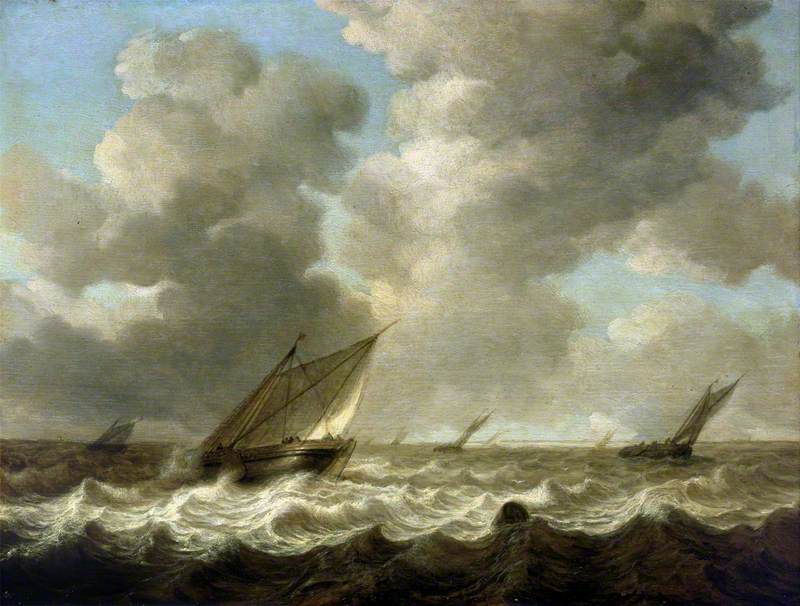 Fishing Boats in a Rough Sea