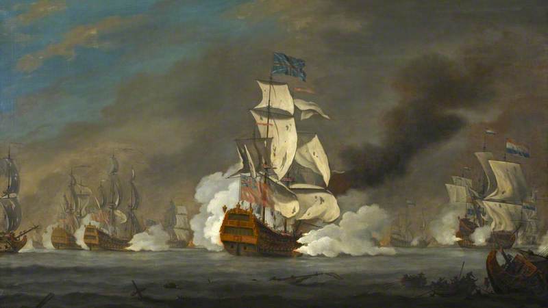 A Battle between English and Dutch Ships