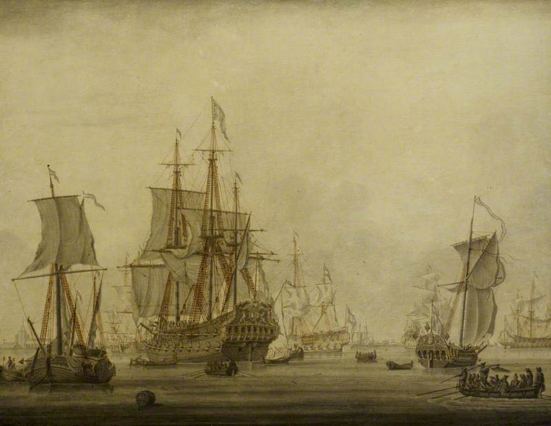 Calm: Dutch Ships at Anchor in a Crowded Harbour