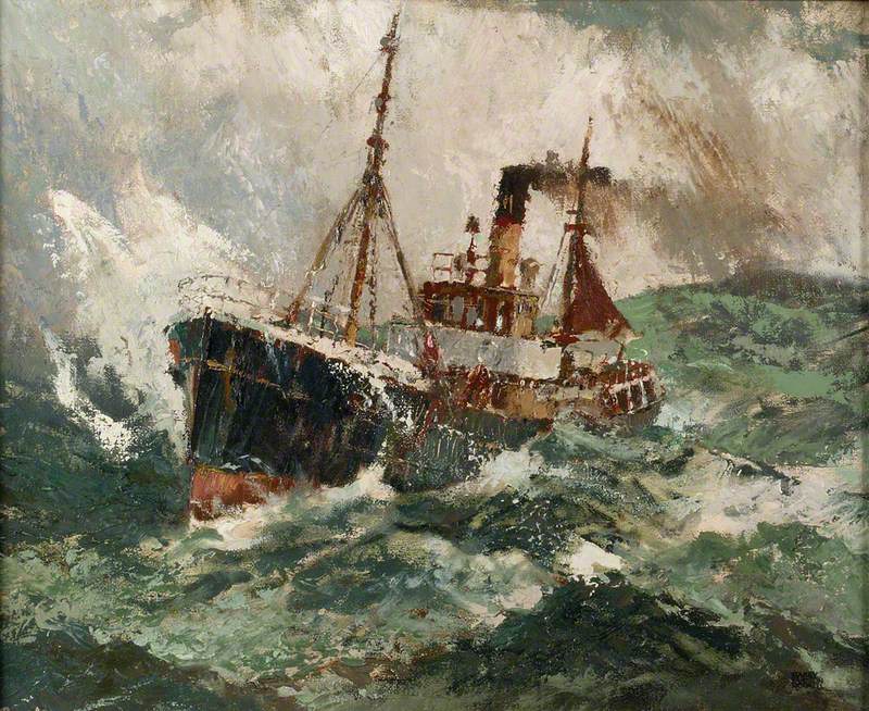 Gale Force 8: Trawler in a Rough Sea