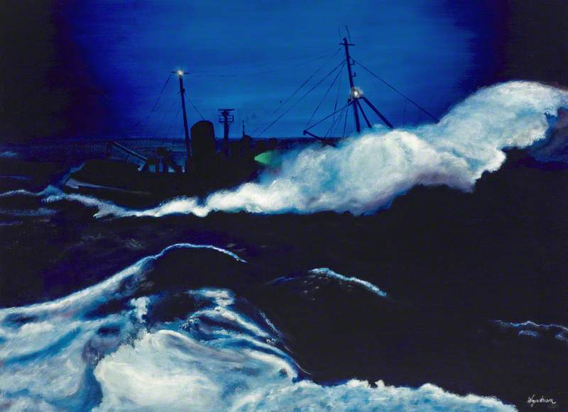 A Trawler in a Gale at Night