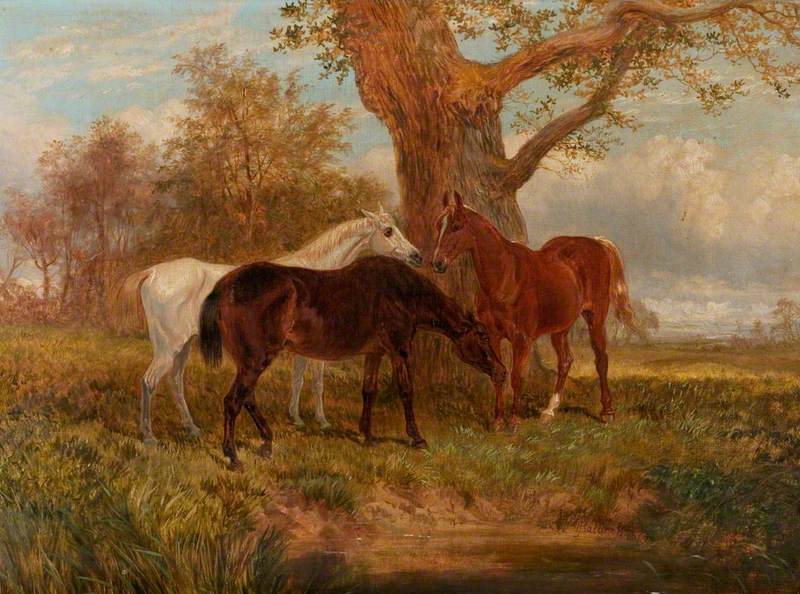 Study of Three Horses in a Landscape