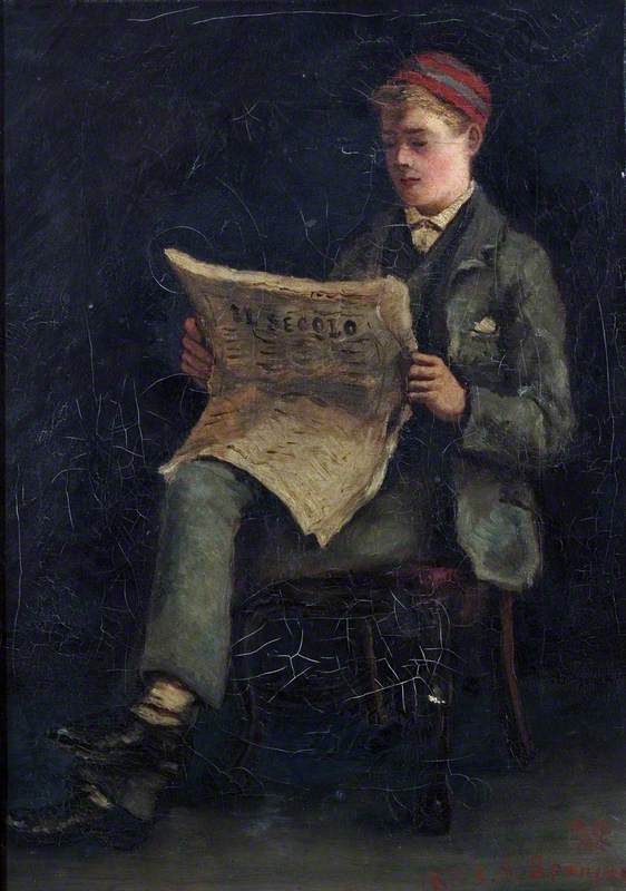Boy Reading a Newspaper