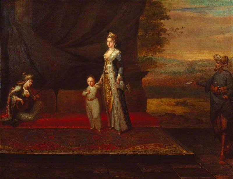 Lady Mary Wortley Montagu with her son, Edward Wortley Montagu, and attendants