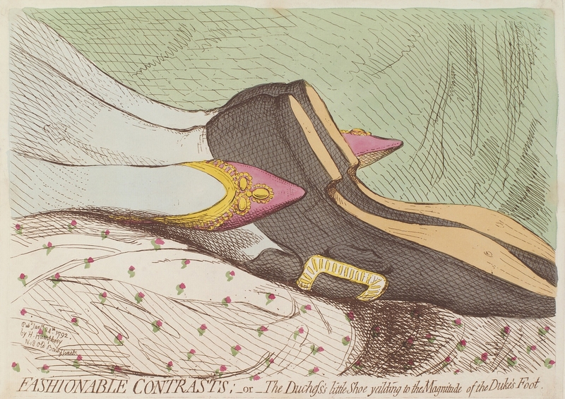 Fashionable Contrasts, or 'The Duchess's Little Shoe Yeilding to the Magnitude of the Duke's Foot'