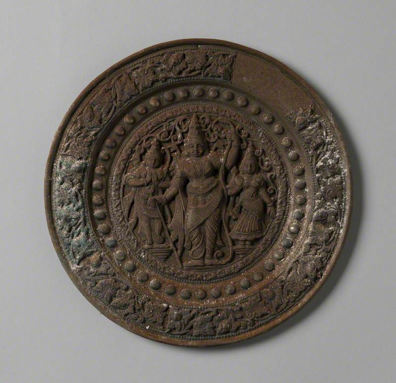 Burmese Plate with the Hindu Deities of Rama, Lakshmana and Sita