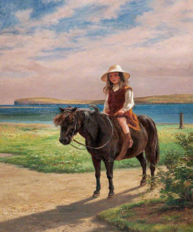Margaret Traill Baikie on a Pony at the Hall of Tankerness
