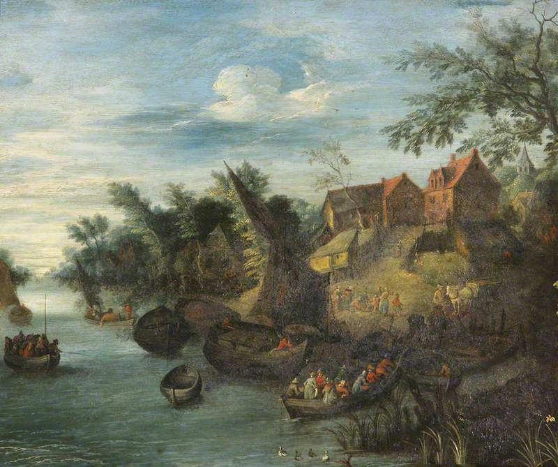 River Scene with Boats