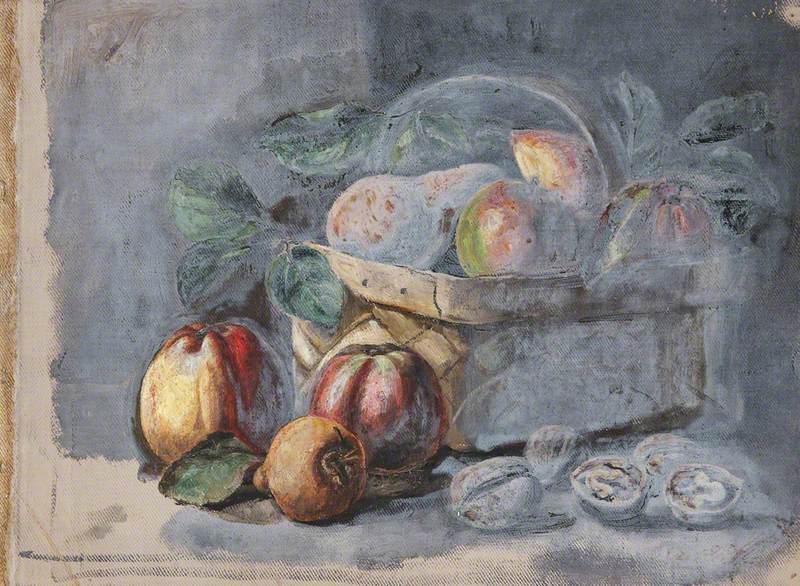 Still Life of Pears and Apples in a Basket