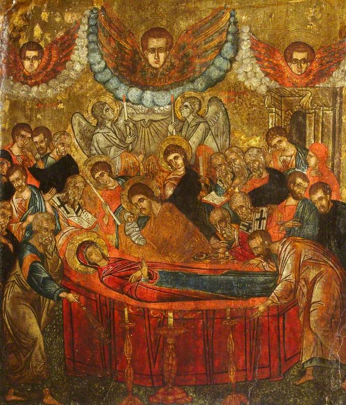 Icon with the Dormition of the Blessed Virgin Mary