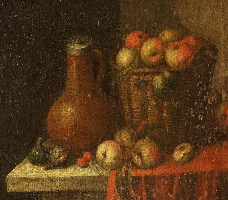 Still Life of an Earthenware Jug and a Basket of Apples