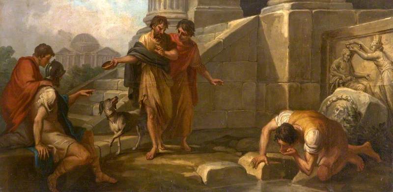 Diogenes Casting Away His Wooden Bowl as a Superfluity, on Seeing a Youth Drinking from His Hand