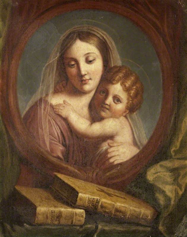 Trompe l'oeil of the Madonna and Child (after Raphael) and the Two Testaments