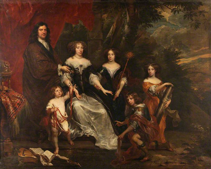 A Family Group with Children with Emblems of the Cardinal Virtues