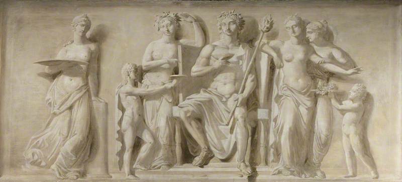 Bacchus Enthroned Served by Boys with Attendant Bacchantes 