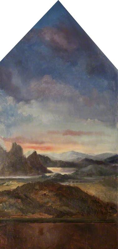 Evening Landscape with a River and Mountains