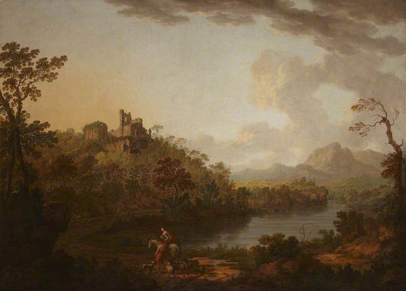 Ruined Castle on a Hill by a River