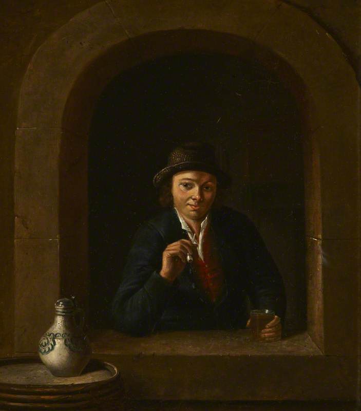 A Toper at a Window Holding a Pipe and a Glass 