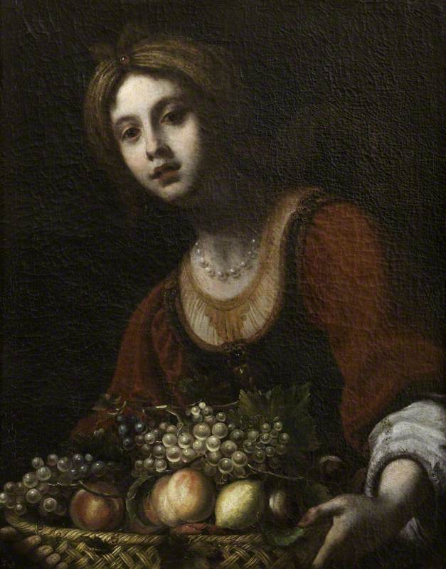 A Young Woman with a Basket of Fruit