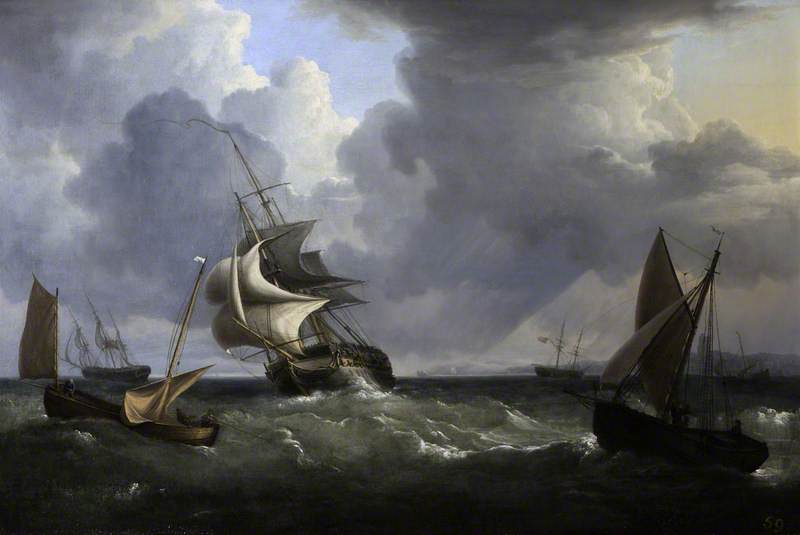 A Frigate and Other Vessels in a Squall