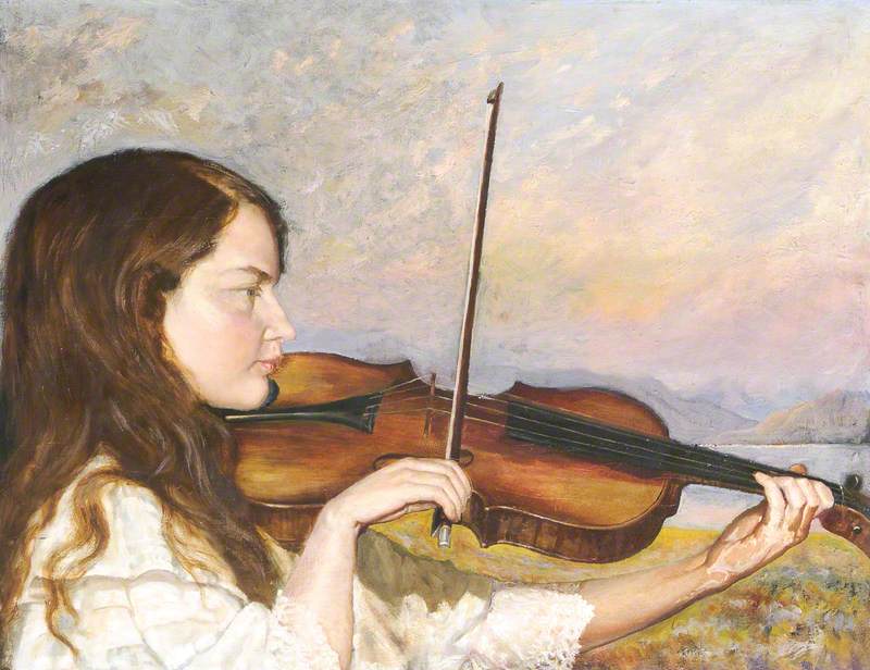 A Young Girl Playing a Violin
