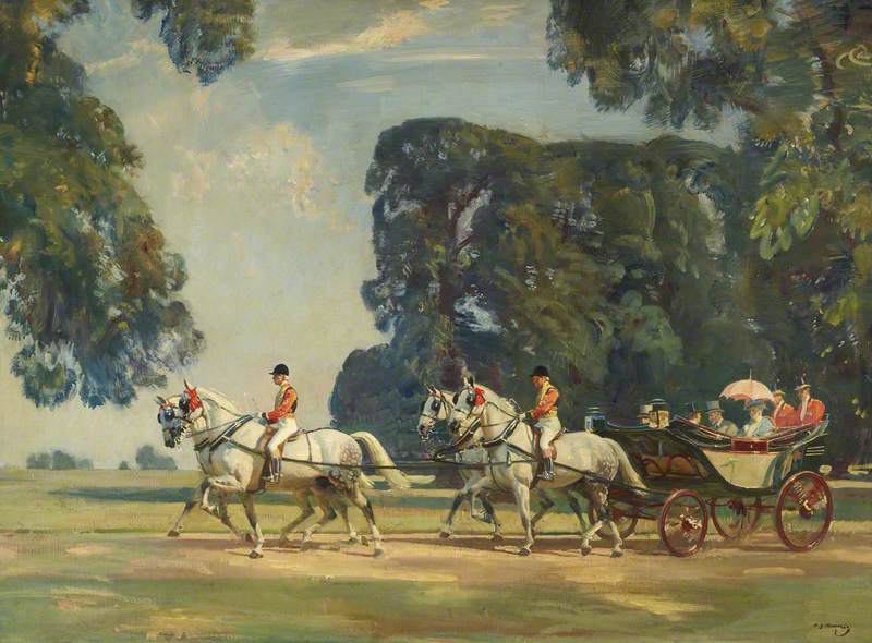 The Royal Carriage Entering the Long Walk, Windsor, on the Return from the Ascot Races, 1925