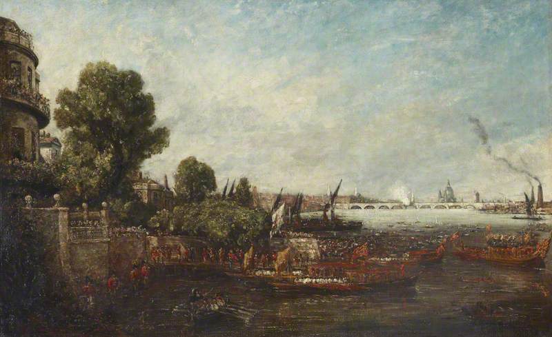 The Embarkation of George IV from Whitehall: The Opening of Waterloo Bridge, 1817