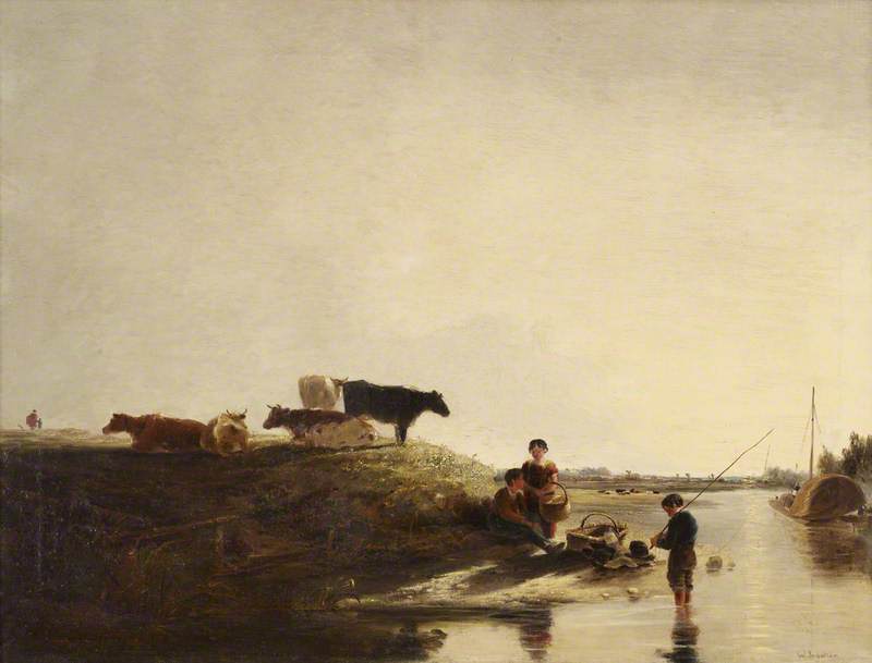 View near Windsor, with Cows and Fishermen