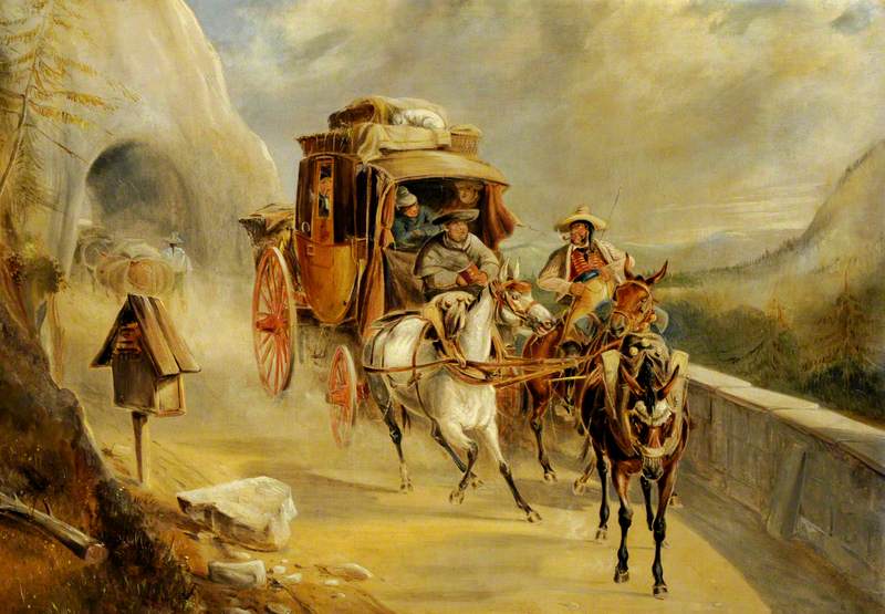 A Coach Scene on a Mountain Road