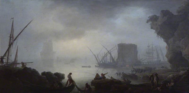 Italian Harbour Scene on a Misty Morning