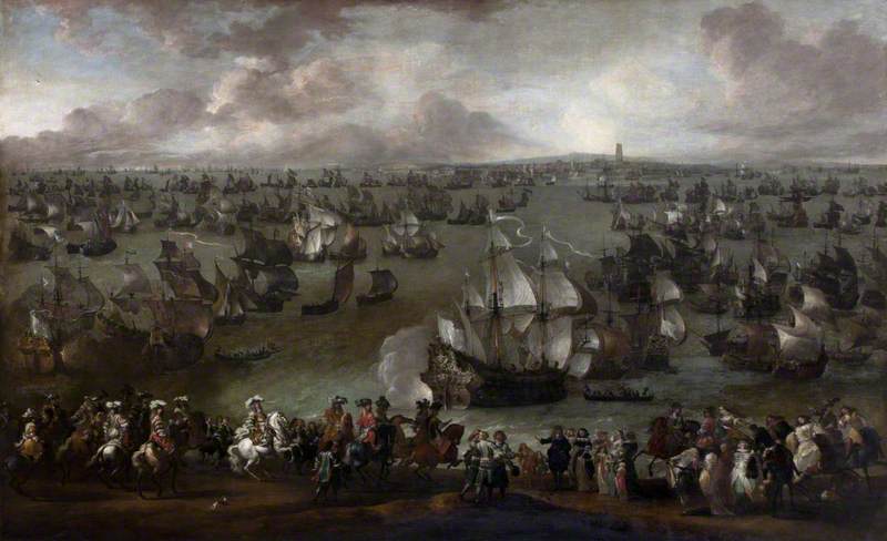 Louis XIV (1638–1715), King of France, Reviewing His Fleet at Dunkirk, Met by Representatives of the City