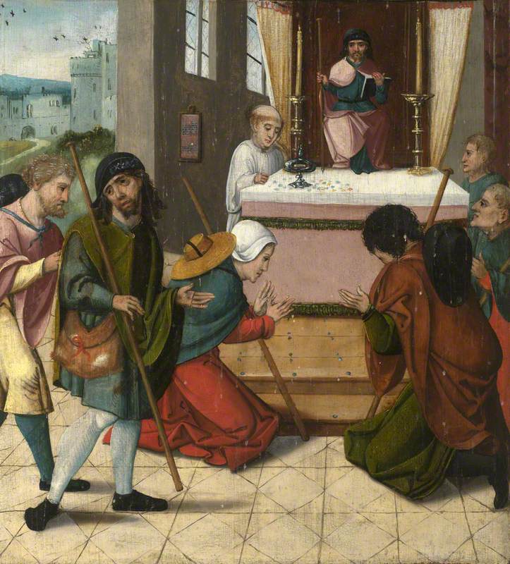 The Oxburgh Retable: Pilgrims at an Altar Begging the Intercession of Saint James