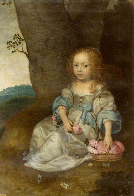 Portrait of an Unknown Young Girl Seated on the Ground with a Basket of Roses