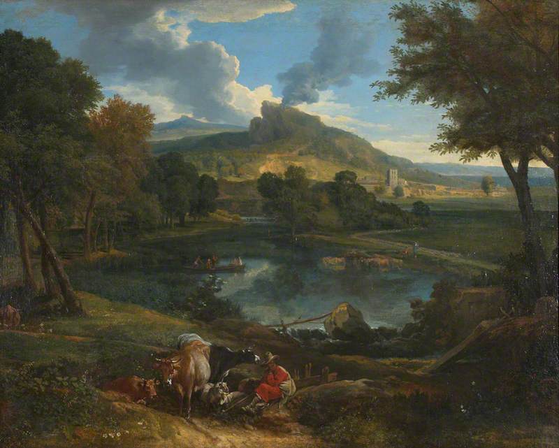 River Landscape with Cattle and Sheep