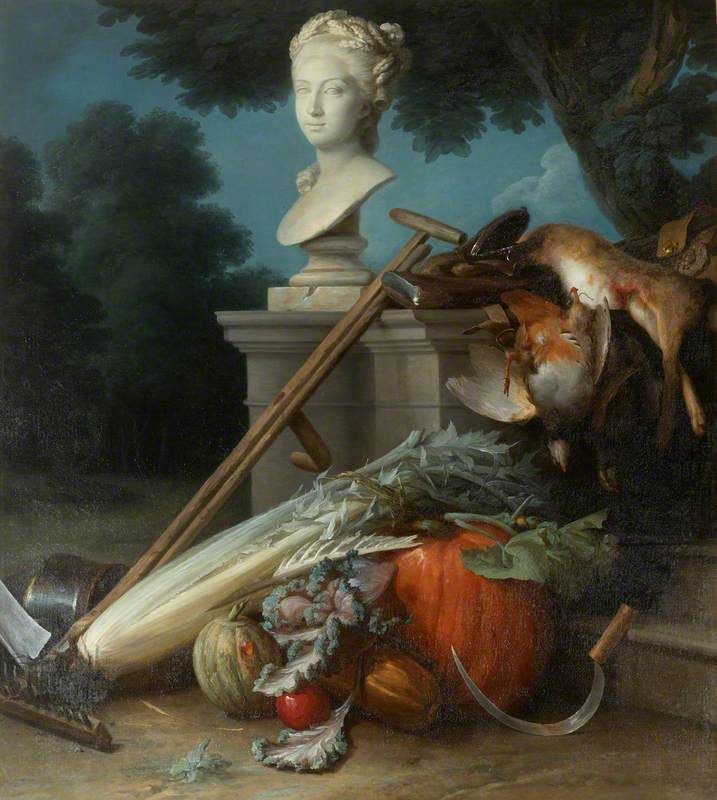 Garden Still Life with Implements, Vegetables, Dead Game and a Bust of Ceres (The Attributes of Gardening)