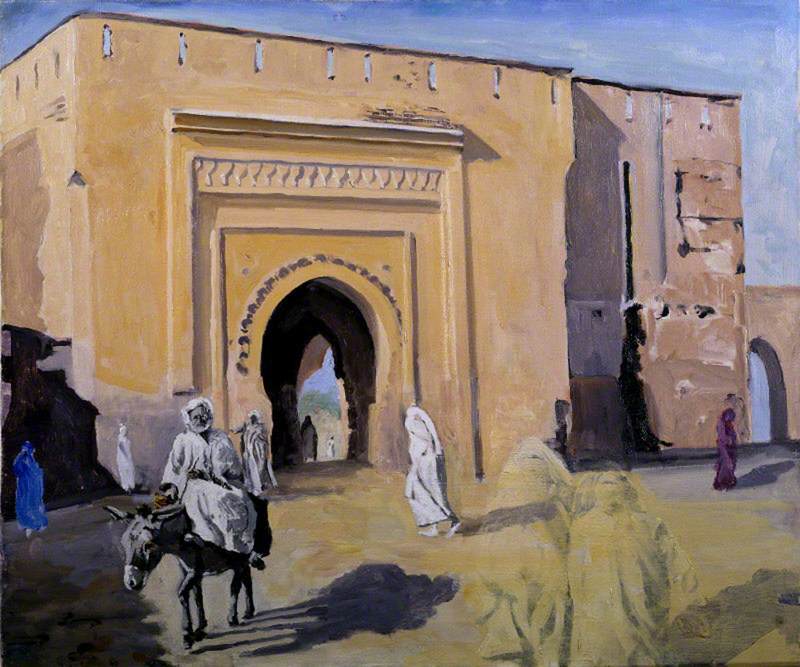 A Town Gate at Marrakech with a Man on a Donkey