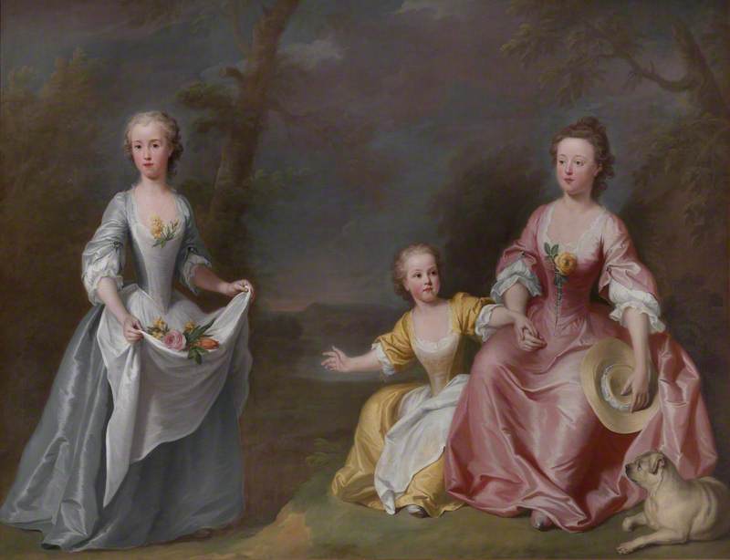 Conversation Piece of Sarah Selman (b.1733), and Helena Selman (b.1735), with One of Their Dighton Cousins