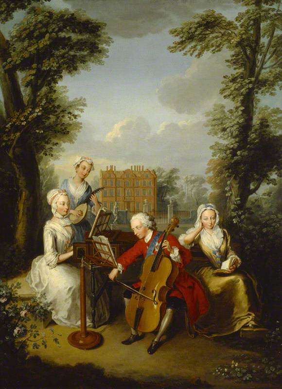 Frederick Louis (1707–1751), Prince of Wales, Accompanied by His Sisters, Anne (1709–1759), Caroline (1713–1757), and Amelia (1711–1786), Making Music at Kew