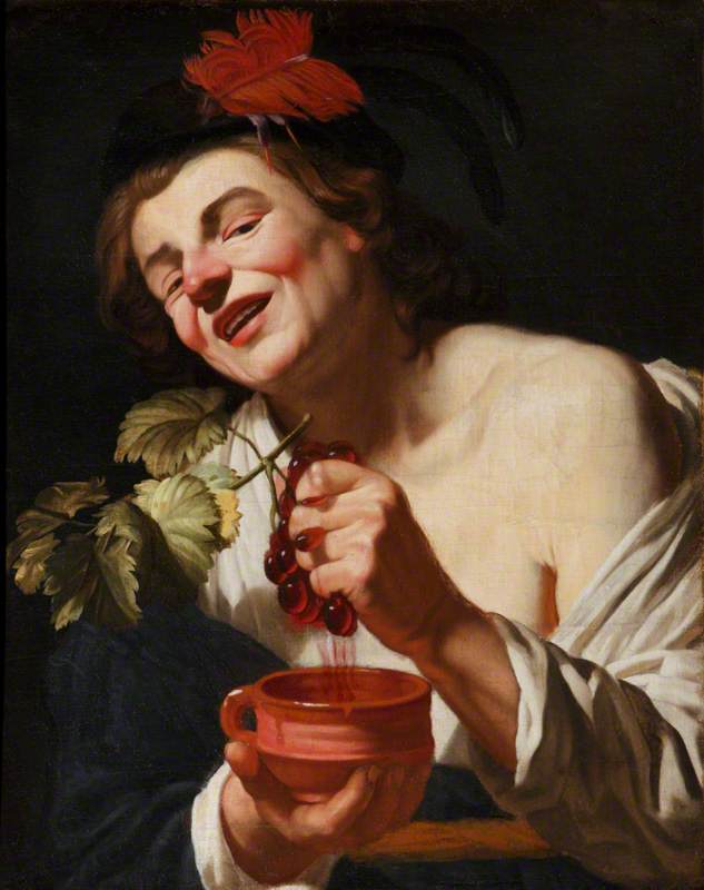 A Bacchic Young Man Squeezing Grapes into a Cup (An Allegory of Taste?)