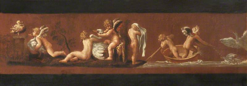 Putti and Cupids Playing with Swans