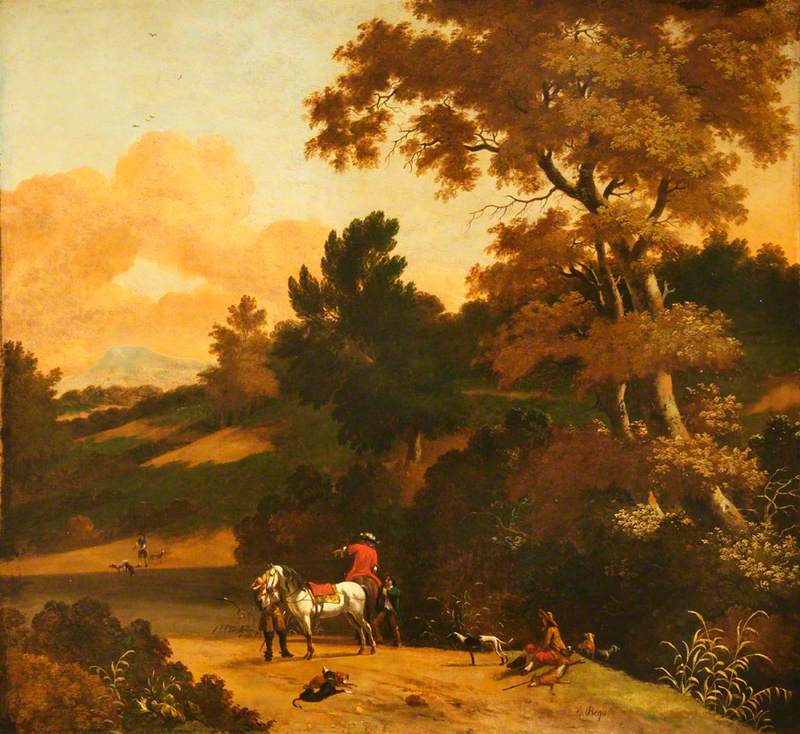 Landscape with Figures, Cattle, Sheep and a Castle in the Distance