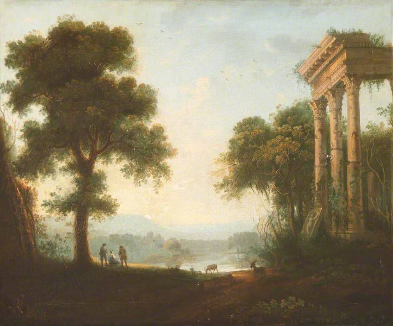 Classical Landscape with Shepherds near the Ruins of a Temple