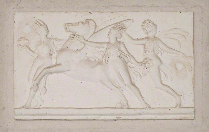 Three Nymphs, Representing the Hours and Seasons, Attend the Winged Horse Pegasus