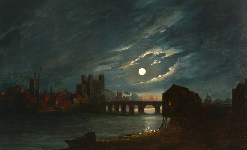 Rochester Castle and Bridge by Moonlight