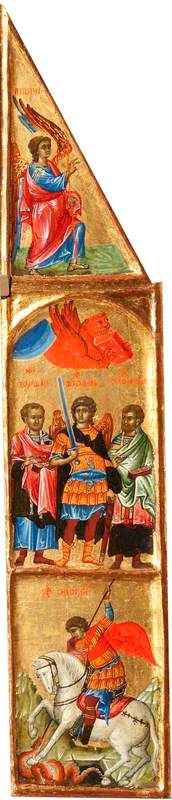 Saint Michael between Saint Cosmas and Saint Damian, and the Beast of Saint Mark the Evangelist; Saint George Killing the Dragon