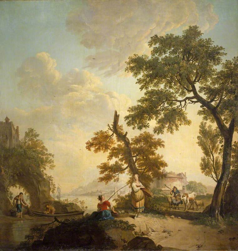 Landscape with Fishermen and Women, and a City in the Distance