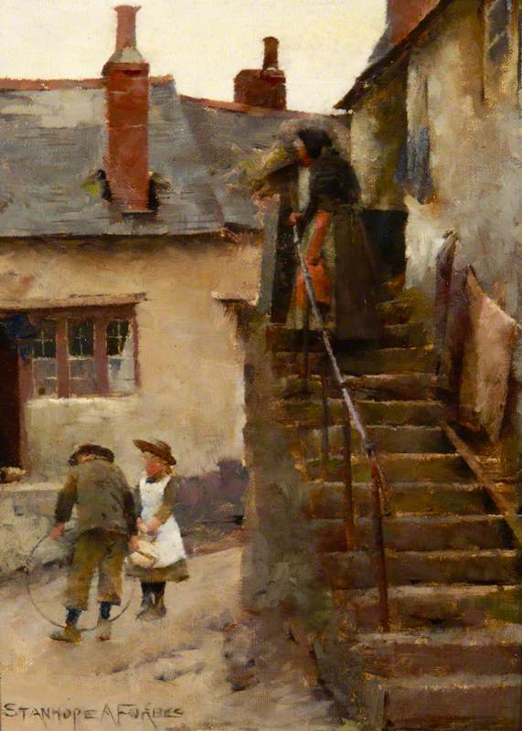 Children in a Newlyn Street
