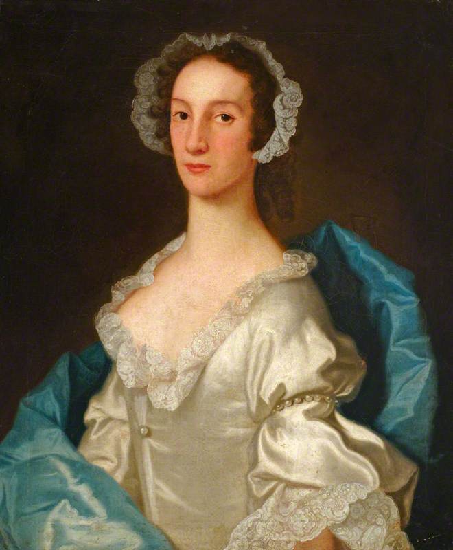 Portrait of an Unknown Lady in a White Dress and Cap and a Blue Mantle