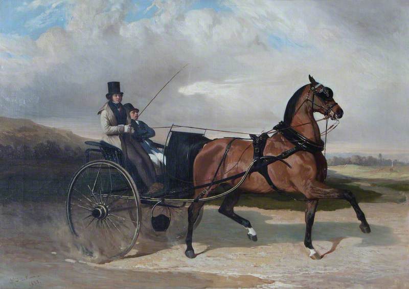 Baron Lionel de Rothschild (1808–1879), in a Gig Drawn by a Chestnut Stallion